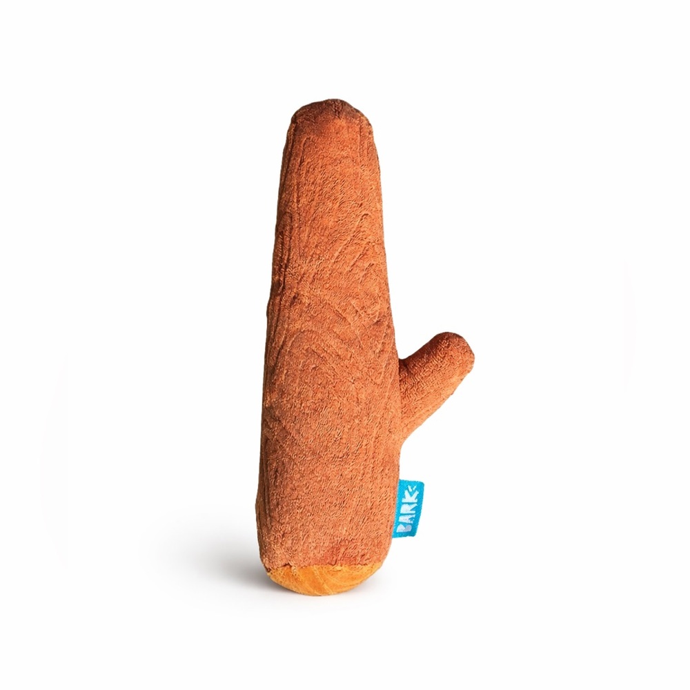 BarkBox Brown Stick Plush Dog Toy Medium 7.5” Squeaky Chew Toy